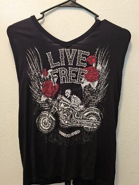 Live Free Motorcycle Graphic halter top and corset adjustable back
